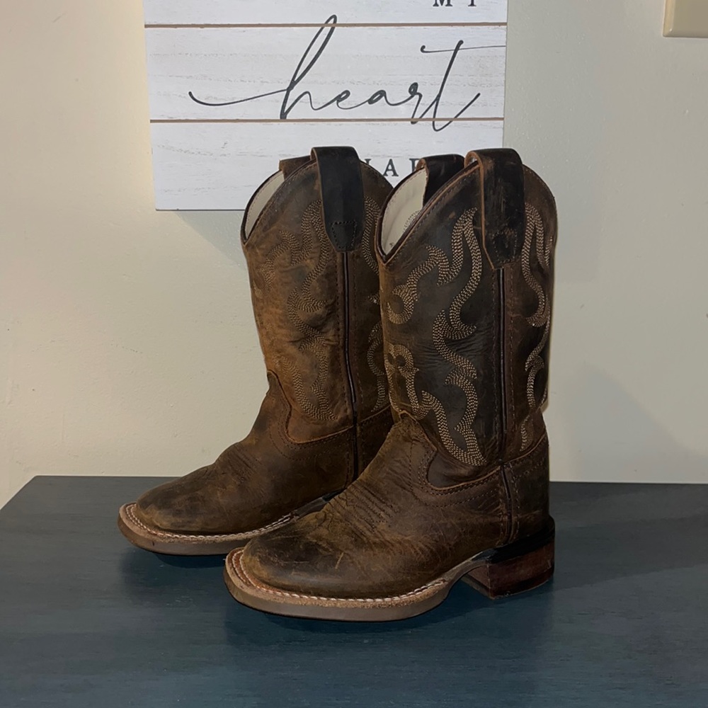 Old West Children's Broad Square Toe Boots Size 8.5